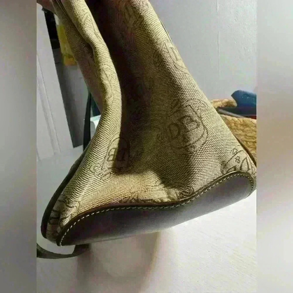 DOONEY & BOURKE Vintage Double Handle Signature Tan Canvas - Picture 7 of 16